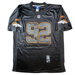 VINTAGE REEBOK Dumervil 92 Denver Broncos Jersey 48 Blackout NFL Players OnField - Picture 1 of 7