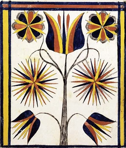 Anonymous "Fine Watercolor, Tusche Fraktur Drawing" American Brown Artwork Quality - Bild 1 von 4