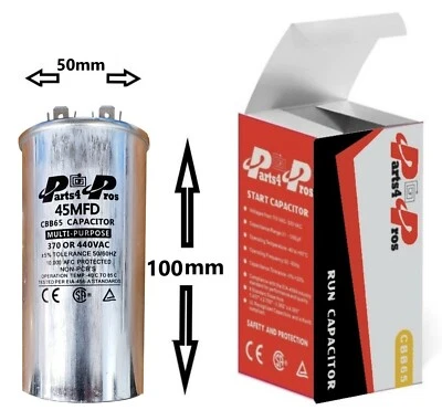 PARTS4PROS 45 uF MFD 370 440 V VAC High Quality Oil Motor Run Capacitor CBB65 50x100mm