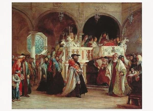 Postcard Solomon A Hart "Feast of Rejoicing of Law..." 1850 Jewish Museum NY MNT - Picture 1 of 1