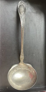 1909 BLOSSOM Pattern Oyster Soup Ladle R  Wallace Silver Plate 12” - Picture 1 of 4