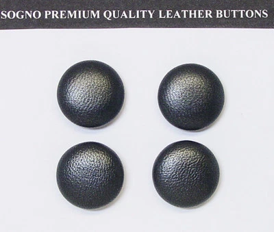 4 MADE IN USA 21 mm dark silverish charcoal color leather covered jacket buttons - Image 1 of 4