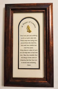 A Prayer of Comfort Framed Print with Gold Prayer Hands 9.75 in x 5.75 in x 1 in - Picture 1 of 3
