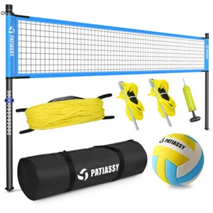 32FT Professional Volleyball Net Set Heavy Duty Portable Adjustable Poles Pump - Picture 1 of 9