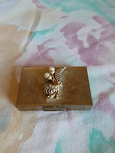VINTAGE Trinket Metal Pill Box CASE Mini Square CASE - Picture 1 of 6