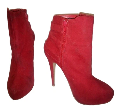 Call it Spring Womens Red Suede Ultra High Heel Ankle Boots Shoes  Sz 8.5   A092 - Image 1 of 4