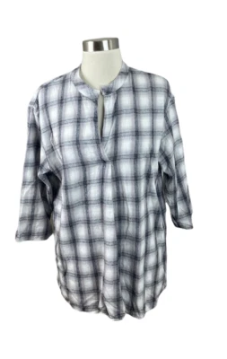 Túnica CP Tonos Gris Negro Cuadros Cuello en V Manga 3/4 Lagenlook Talla Pequeña Foto 1 de 4