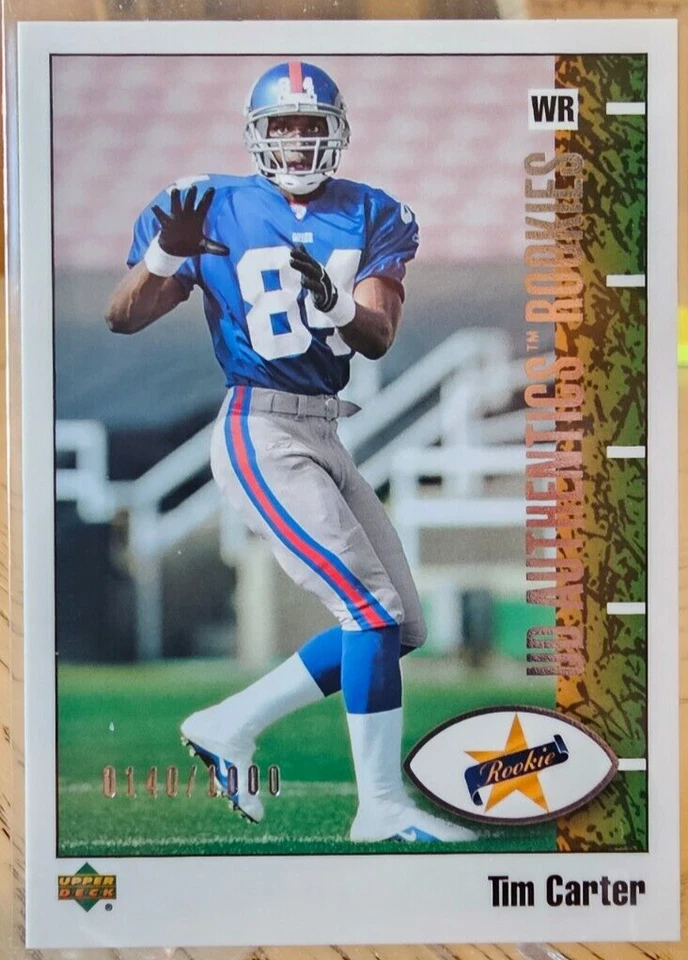 2002 UD Authentics /1000 Tim Carter #123 Rookie RC New York Giants - Image 1 of 2