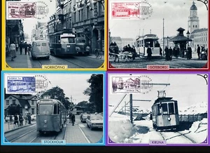 Sweden 1995 Maxi maximum cards Trams 5 cards. Two scans - Picture 1 of 2