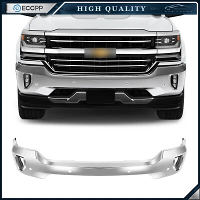 Chrome Front Bumper Face Bar For 16-19 Silverado 1500 W/ Sensor& Fog Light Holes Foto 1 de 4