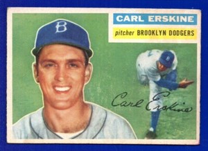 CARL ERSKINE dodgers 1956 TOPPS #233 VG-EX NO CREASES (w/light mark)