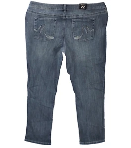 NWT MAURICE`S  Blue Plus Size 20 Denim Jeans Straight Slim Embroidery Stretch - Picture 1 of 3