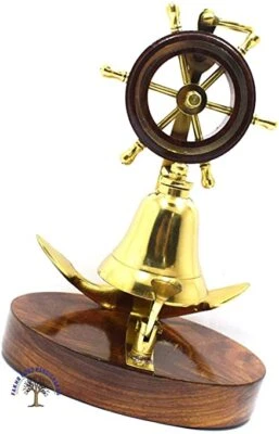 Mesa Latón Campana Madera Barco Rueda con Ancla/Esta Empresa es Producto por Bright Foto 1 de 4