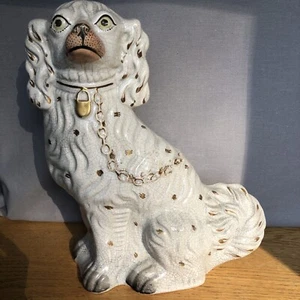 Rarissimo antico cane Staffordshire Spaniel inglese bianco 19C 13" - Foto 1 di 12