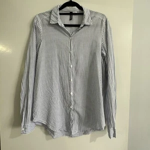 Divided H&M Blue & White Striped Button Up Long Sleeve Shirt Size XXS Office - Picture 1 of 6