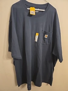 Carhartt T-Shirt Men's 4XL Short Sleeve Logo Pocket Crew Neck Navy K87 NVY - Picture 1 of 13