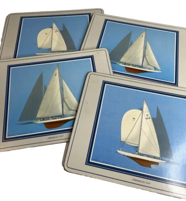 De Colección English Life 4 Manteles Individuales Copa América Veleros Inglaterra 9x12" Náutico Foto 1 de 4