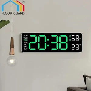9 Inch Large Digital Wall Clock USB Powered TEMP Humidity Week Auto Dimmer DST - Picture 1 of 3