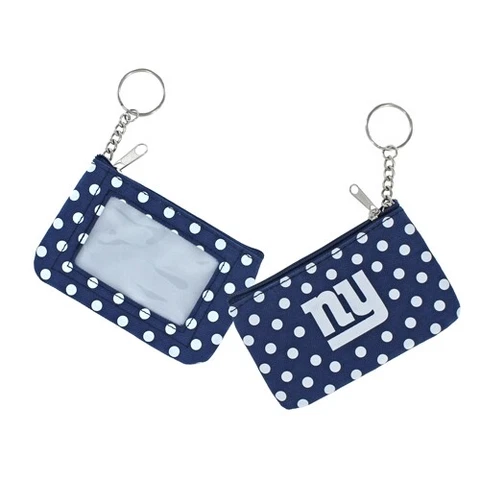 New York Giants Football NFL Nylon Polka Dot Zippered Coin Purse Keychain Cover