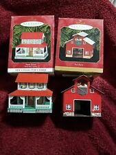 Hallmark Ornaments FARM HOUSE & RED BARN "Rural Small Town USA" 1999