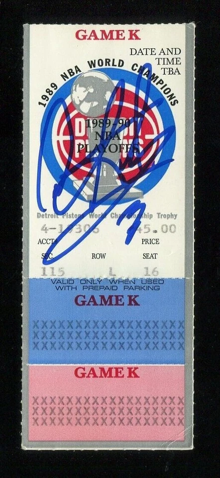 Detroit Pistons 1990 NBA Finals GM 1 Ticket Signed By Dennis Rodman Fanatics COA - Image 1 of 2