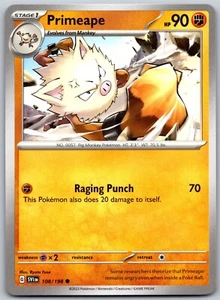 Primeape 108/198 Common Scarlet & Violet Pokemon Card - NM Near Mint - Picture 1 of 1