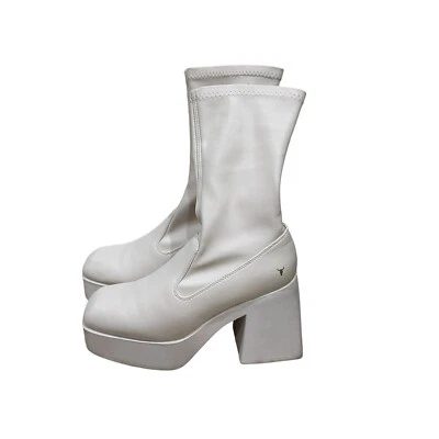 Botas Windsor Smith Blanco Elástico Calcetín Plataforma Grunge Mujer Talla 10 Foto 1 de 4