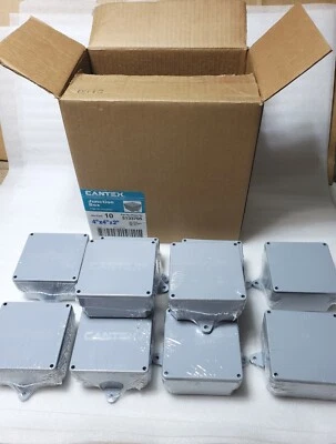 CASE OF 10 Cantex 5133705 4" X 4" X 2" Molded Junction Boxes, N£W
