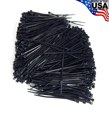 BOWERS TOOL CO. Zip Cable Ties 4" 18lbs 1000pc UV Black Made in USA Nylon Wire Tie Wraps
