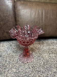 Fenton Comport Colonial Pink Thumbprint Ftd Stemmed Ruffled c. 1962-68 - Bild 1 von 3