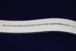 14K HANDMADE YELLOW GOLD LADIES BRACELET 4 RUBY STONE.SOLID BARS AND HEART SHAPE - Picture 1 of 4