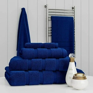 Juego de toallas azules 100% algodón egipcio toalla de mano bala 550 GSM baño conjunto de 6 piezas - Imagen 1 de 2
