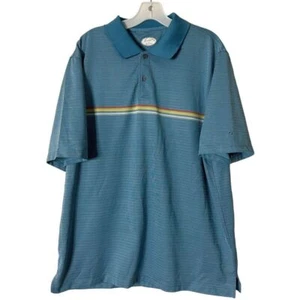Polo golf Arnold Palmer uomo taglia XL blu a righe logo ricamato difetto - Foto 1 di 12
