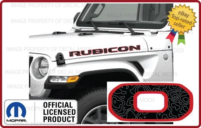 Calcomanías adhesivas para capó Jeep Wrangler RUBICON 18-25 JL topo rojo negro mapa FJ3H0 Foto 1 de 2