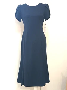 Calvin Klein Midi Dress Indigo Tulip Sleeve Size 10P - Picture 1 of 4