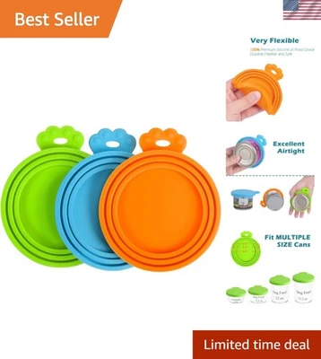 Paquete de 3 tapas de silicona para latas para mascotas - sin BPA y aptas para lavavajillas en colores brillantes Foto 1 de 4