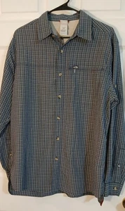 The North Face Mens Med Blue Plaid Button Up Long Sleeve Outdoors Shirt Free Shi - Picture 1 of 8