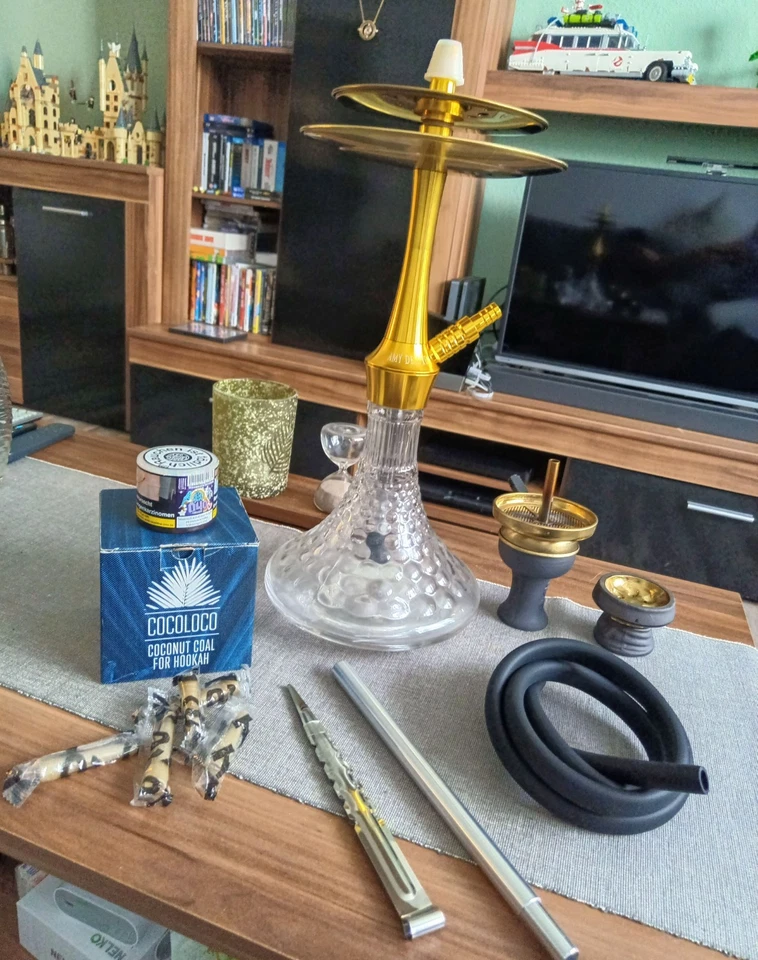 Amy Deluxe Shisha Alu Bubble S 128.02 - Gold -  Transparent Kompletset - Bild 1 von 1