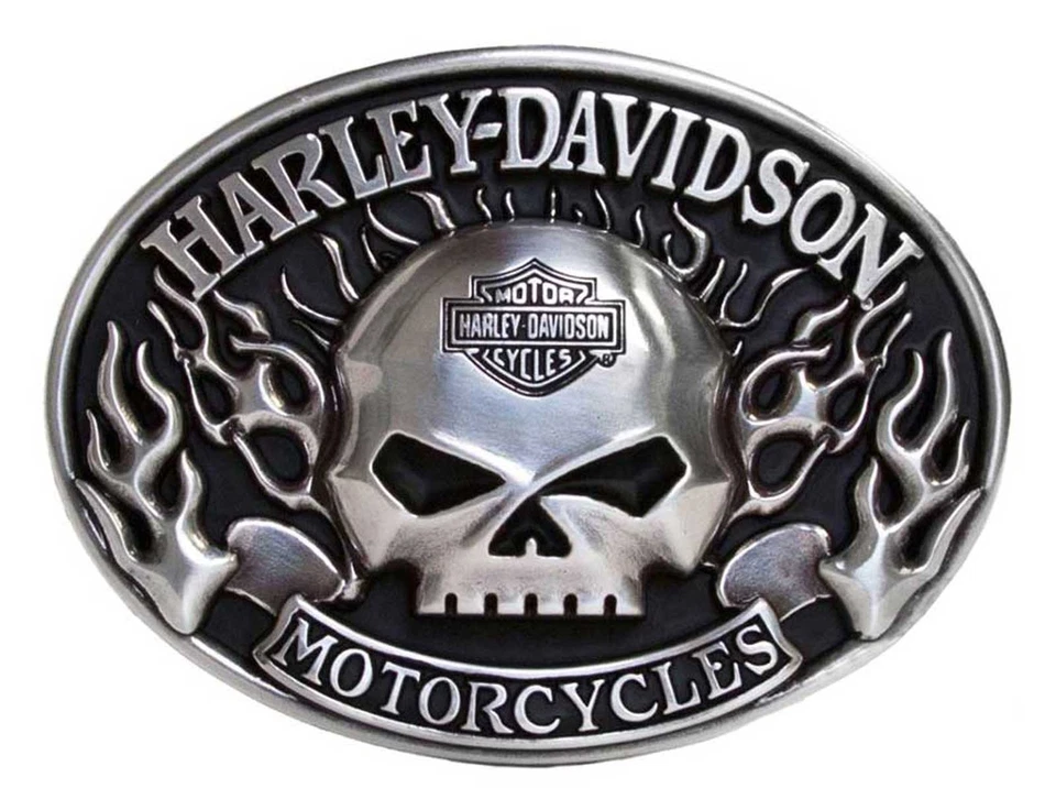 Harley-Davidson Hombre Inmunidad Calavera Hebilla Cinturón, Acabado Níquel Antiguo Foto 1 de 1