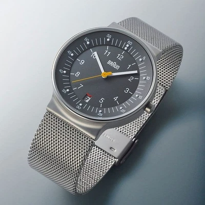 BRAUN BNH0082 Watch SS Mesh Strap Germany RARE! - image 1 of 4