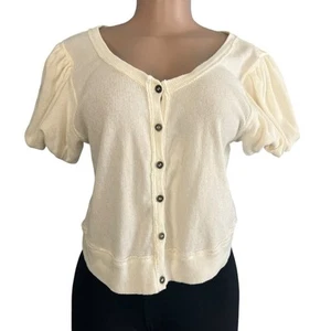 T-shirt donna Molly cropped manica a sbuffo Free People nuova con etichetta taglia media - Foto 1 di 8