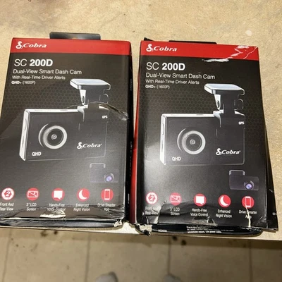 Cobra SC 200D Dual View Smart Dash Cam + Rear Camera – 2K HD, WiFi, GPS – NEW - Image 1 of 4
