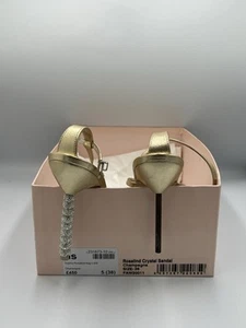 SOPHIA WEBSTER Womens Rosalind Crystal Sandal Gold Leather Stiletto Heel UK 5 - Picture 1 of 2