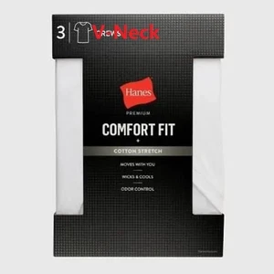 Hanes®Men's V neck T-shirt 3 pack White " COMFORT FIT & COTTON STRETCH " - Picture 1 of 9