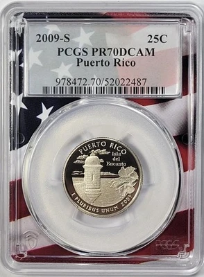 2009-S Clad Washington Quarter - Puerto Rico - PCGS PR70DCAM - U.S.A. Flag Label - Image 1 of 2