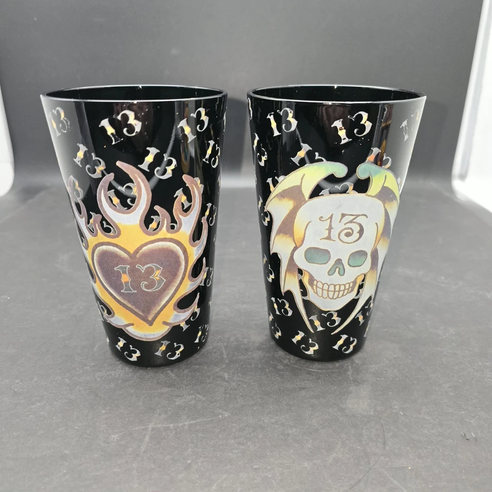 Черные пинтовые очки Don Ed Hardy Skull and Flamed Heart 13 (x2) - Изображение 1 из 4