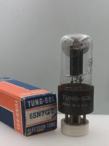 1941 Tung Sol 6SN7GT NOS NIB Mouse Ears Brown Base 2-Hole T's Serious Tubes D939 - Picture 1 of 4