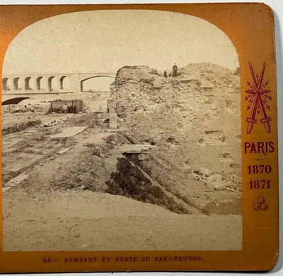 Rempart et Porte du Bas-Meudon, París, vista panorámica de la histórica estéreo vintage Foto 1 de 4