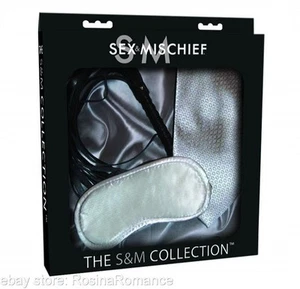 Juegos fetiche de bondage de sexo y travesuras negro, venda gris y corbata gris - Imagen 1 de 1