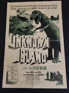 UNKNOWN ISLAND 1948 * DINOSAURS * MONSTROUS BEASTS * RARE HORROR MOVIE POSTER!! - Picture 1 of 10